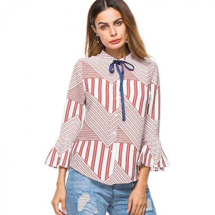 Shirts Blouses Women Fashion Casual Tops Female Turn Down Collar Printing Loose Long Sleeve Blouse Ol Style Shirt Simple Top