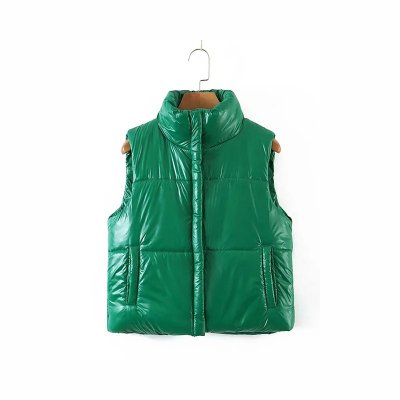 Women Zipper Coats Elegant Autumn Winter Green Stylish Color Vests Ladies Causal Warm Thick Clothes